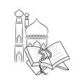 Hand Drawn sketch of Holy book or Koran with mosque Royalty Free Stock Photo