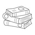 Stack of books, black and white Line art