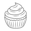 Cute Cupcake, Simple black and white Line art Royalty Free Stock Photo
