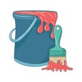 Bucket of paint with paint brush, colored vector illustration Royalty Free Stock Photo