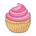 Cute Cupcake, Simple colored vector illustration