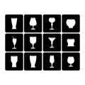 Cocktail glass line icons flat set Royalty Free Stock Photo