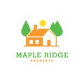 Maple Ridge Property House Tree Sun Logo Design Royalty Free Stock Photo