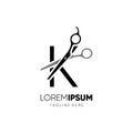Letter Initial K Scissor Logo Design Icon Graphic