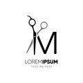 Letter Initial M Scissor Logo Design Icon Graphic