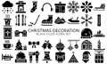 Christmas decoration black filled icons set