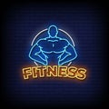 Fitness Neon Signs Style Text Vector Royalty Free Stock Photo