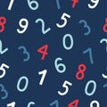 Blue and red number seamless pattern