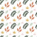 Leaf autum seamless pattern on white background.