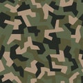 Geometric khaki camouflage seamless pattern. Abstract modern military urban texture. Camo background. Vector Royalty Free Stock Photo