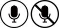 Microphone and mute microphone icon set.