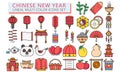 Chinese new year lineal icon set Royalty Free Stock Photo