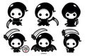 Cartoon character set cute grim reaper bundle