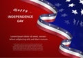 Fourth of July Independence Day with american flag colored ribbon style. Royalty Free Stock Photo