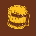 Wooden barrel full of beer with frothy foam Illustration