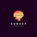 Sunset logo design illustration vector template Royalty Free Stock Photo