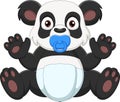 Cartoon cute little panda sucking on a pacifier