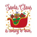 Santa Claus is coming to town -  gifts boxes in sleigh Royalty Free Stock Photo