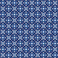 Seamless blue damask floral geometric pattern. Vector format. Royalty Free Stock Photo