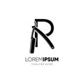 Letter R Straight Razor Logo Design Vector Icon Graphic