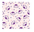 Pinguin pattern purlple seamless pattern