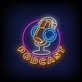 Podcast Neon Signs Style Text Vector Royalty Free Stock Photo