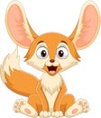 Cartoon cute little fennec fox sitting