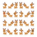 Set of expression of emotions of funny reindeer for Christmas decoration isolated on white background Royalty Free Stock Photo
