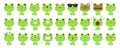 Set of cute cartoon green frog emoji isolated on white background Royalty Free Stock Photo