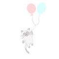 Kitten flying on balloons happy birthday