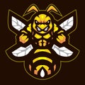Cartoon strong bee mascot character