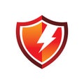 Full color shield lightning energy thunder logo design