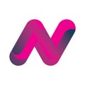 Full color initial letter n logo design Royalty Free Stock Photo