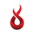 Red infinity fire flame color shape logo design