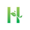 Initial letter h bamboo leaf logo design