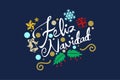 Translation: Merry Christmas.  Feliz Navidad vector text Calligraphic Royalty Free Stock Photo