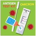 Omicron bacteria icon vector, antigen test kit