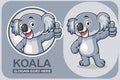 Cute koala cartoon template design Royalty Free Stock Photo