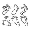 Vector inspiration logo foot Left and right foot soles contour illustration for biomechanics Royalty Free Stock Photo