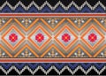 It is a geometric pattern design that is indigenous or African tribes. The fabric pattern background is black and white with red t