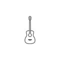 Simple silhouette acoustic guitar illustration with detailed outline concept with freet lines and accessories