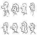 Funny Cartoon Comic Characters of Men and Women in Profile Illustration Royalty Free Stock Photo