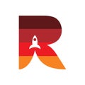 Initial r letter rocket logo design Royalty Free Stock Photo