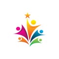 Full color people star logo design