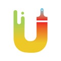 Initial u letter paint logo design