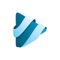 3d blue grdient ribbon play media arrow logo design