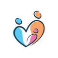 Love heart care family color shape logo design