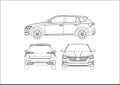 Hatchback contour drawing Royalty Free Stock Photo
