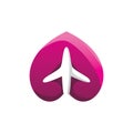 Heart love care aero plane logo design
