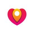 Pin location love care logo design